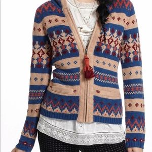 Anthropologie Sparrow Fair Isle Zip Up Cardigan